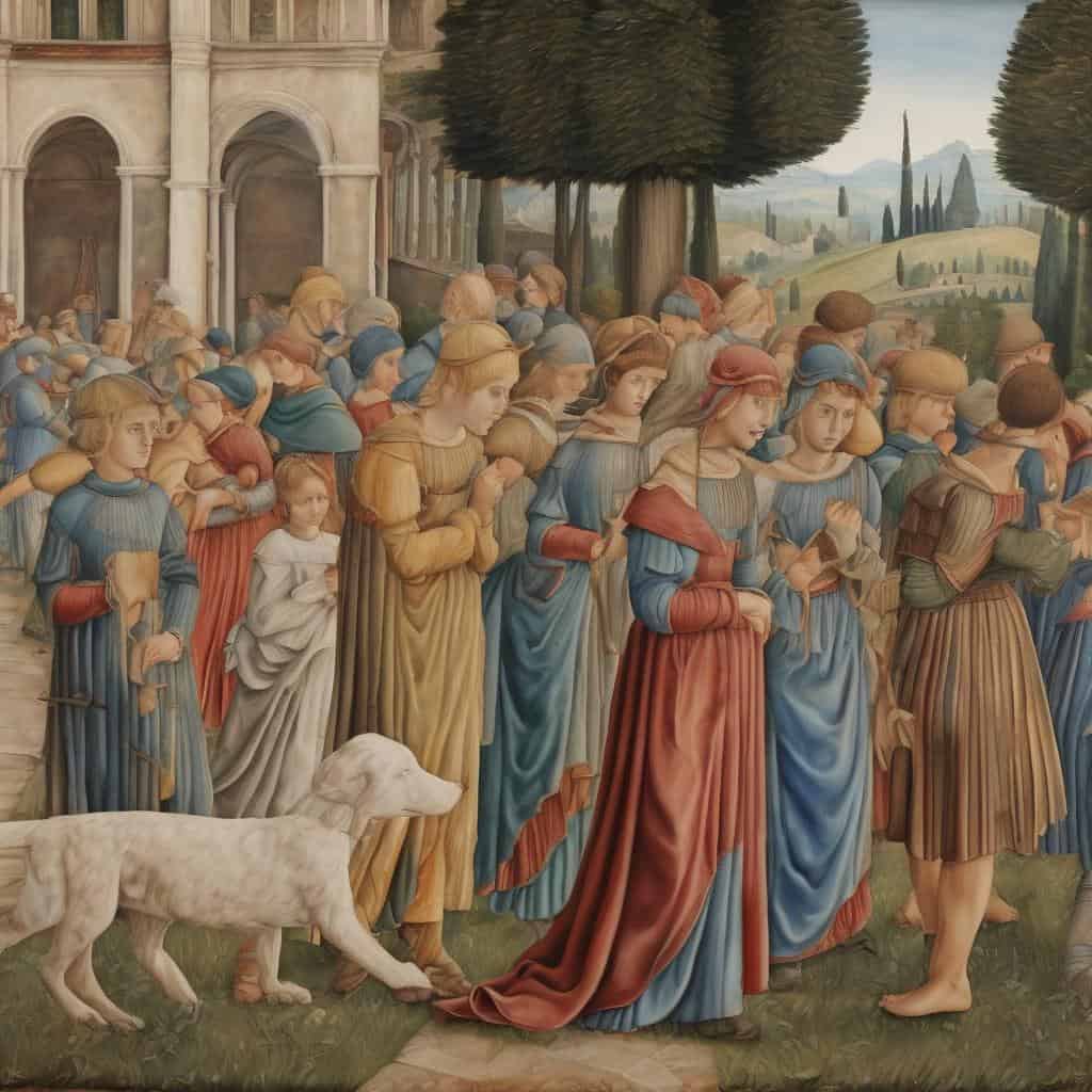 Λιθογραφία με εικονες καλλιτεχνων και ιστορικα συμφραζομενα, παράσταση με αρχαιοελληνική θεματολογία και ιστορική σημασία.